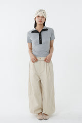 SOFT TENCEL HIGH-NECK TOP_MELANGE GRAY