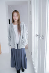 shirring neck hood zip-up(3colors)