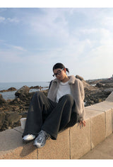Mink collar short zip-up fur jumper jacket