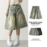Roit's Washed Cargo Denim Bermuda Shorts