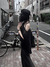 see-through overfit knit cape