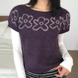 Lette Flower Layered Short-Sleeved Knitwear