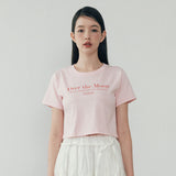 ムーンクロップTシャツ - グローピンク