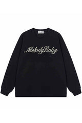 パールエンブロイダードミニマリスト長袖Tシャツ