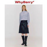 Why Berry 23AW "Velvet Blueberry" ブルーボウシャツルーズシャツ