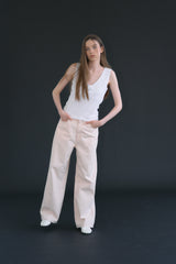 T/T コサージュ ノースリーブトップ (white)