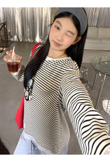 Lace Detail Stripe Long Sleeve Knitwear