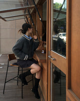 [BELLIDE MADE] Round colour matching knit zip-up