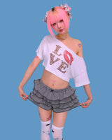 フリルリボンチェックショートパンツ (3color)
