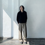 Drape Seam 3D Straight Floor-Length Pants