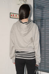 Button Line Hood Zip-Up (Melange)