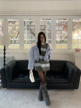 Hazy Hairy Stripe Loose Rose-Fit Knit