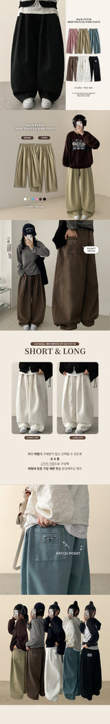 マイレットタンタンバックポケットパッチピンタックワイドパンツ[Long & Short]