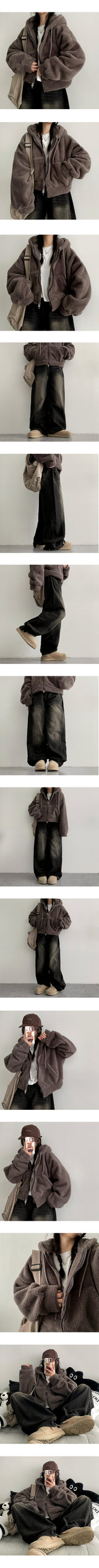 Liwen Mink fur half-crop hooded zip-up