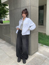 デレンカットウォッシングワイドデニムパンツ