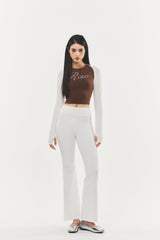 Logo Cubic Crop Top Brown