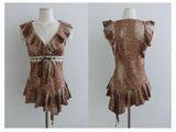 VINTAGE BAMBI PRINT RUFFLE LACE SLEEVELESS TOP