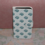 Rose Rose Dot Til Blue Turquoise Vintage Diary Leather Card wallet Phone case