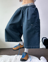 HIP PATCH RIVET PIGMENT DENIM BERMUDA 🫐🍪🖤3COLOR