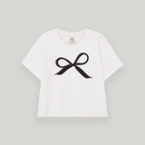 ホワイトリボンセミクロップTシャツ