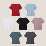 スリムフィット🌟スパンデックス ベーシック プレーン ショートスリーブ Tシャツ(8 colors)