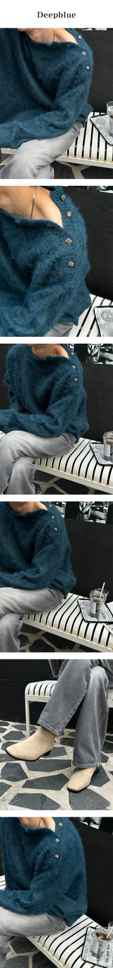 [Unisex] Wool hair button knit(3color)
