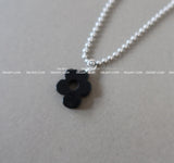 Flower pendant military string necklace