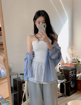 [SHOPPERMADE] Chiffon Flare Layered Sleeveless Mini Dress