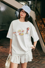 クレヨンフローラルボウノットTシャツ
