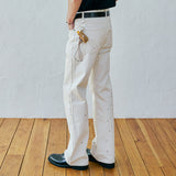 97 lc splatter bootscut denim pants ecru