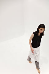 Linen oval neck knit, Black
