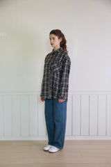 CHECK FRILL POCKET SHIRT (2 COLORS)