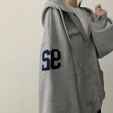 Moco Number Patch Embroidery Overfit Two Way Hooded Zip-Up