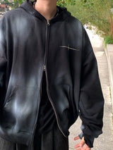Unisex Tie Dye Over Hooded Zip-Up 2C
