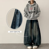 Judd waist back banding diagonal incision ディープウォッシュデニムワイドパンツ