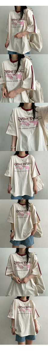 Flannel Sports Track Short-Sleeved T-Shirt