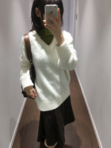 [MD Pick]ヒメウールタッチVネックニット