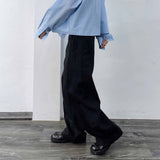 Shadow Black Seamed Wide Trousers