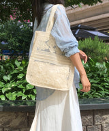 Rosé Flower Transparent Knit Linen Rattan Shoulder Bag Travel Bag 1 Color