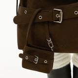 Suede Buckle Mini Hobo Tote Bag Keyring _ Brown