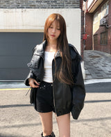 [U-BASIC] Marron Square Neck Slim Long Sleeve