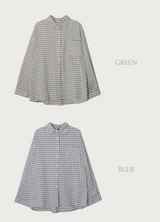#シアサッカーチェックオーバーフィットシャツ (2color)