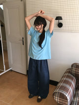 26SS★ [BAONHAUS] クリーティンスタッドコットンワイドパンツ