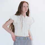 Smocked blouse cream