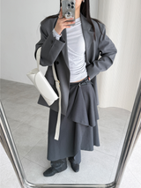 overlap button skirts (2color)