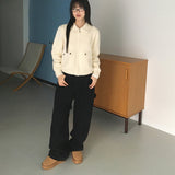 Artoon Patch Carpenter Wide Cotton Pants