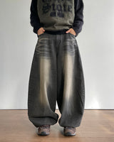 Brown balloon denim pants