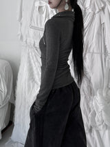 high neck zipper polar T (2color)