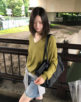 [ORIGINAL] Rainy V-Neck Sheer Long-Sleeve Tee