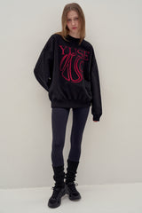 SWEATSHIRT EARTHYUSE NEEDLEWORK - BLACK